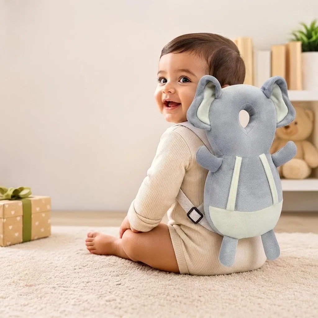 Baby head protector gray backpack style walking safety cushion
