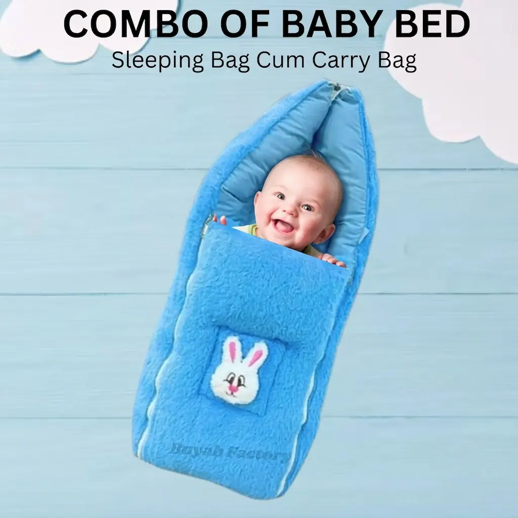 Baby sleeping bag light blue ultra soft fleece wearable blanket