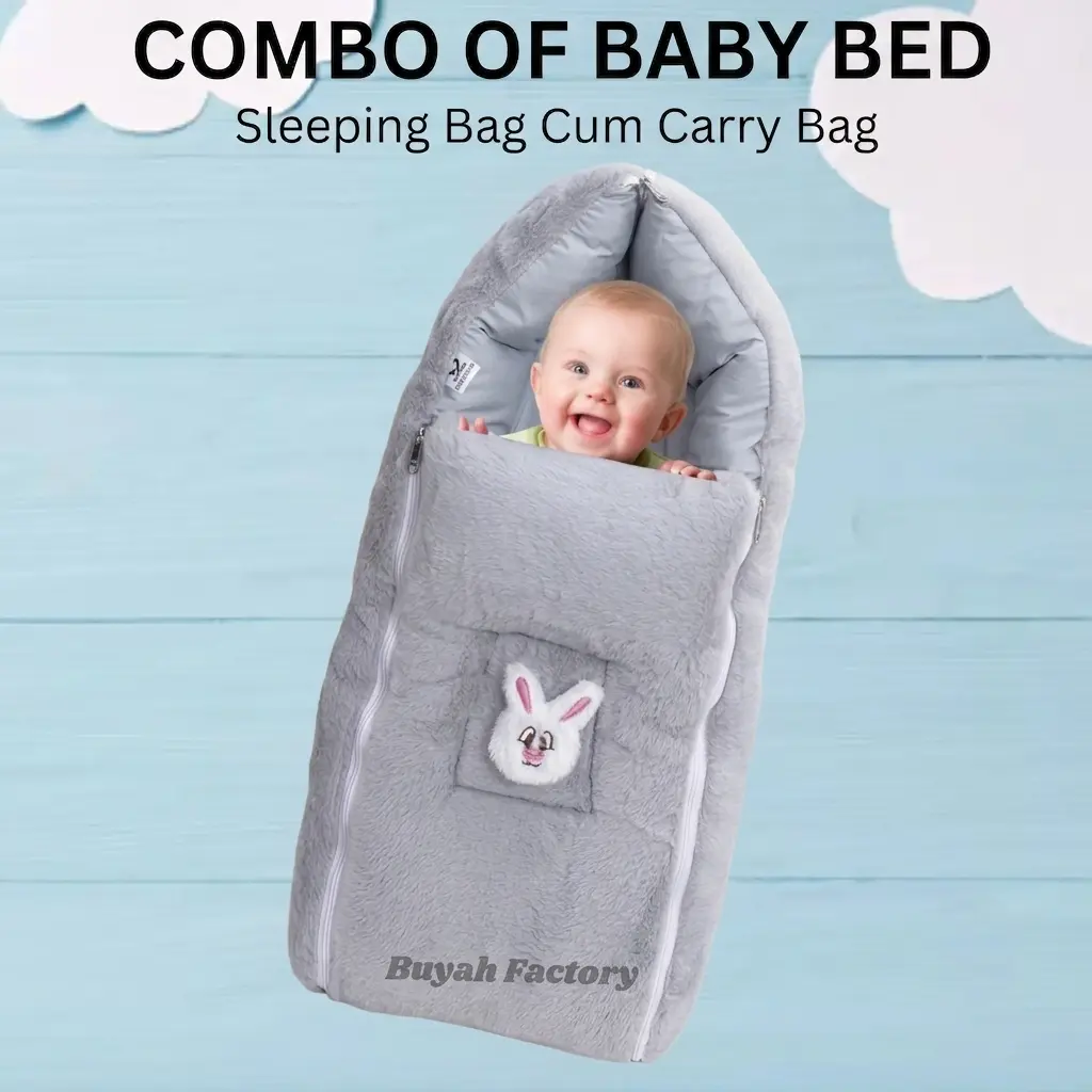 Baby sleeping bag gray color warm fleece night sleepwear