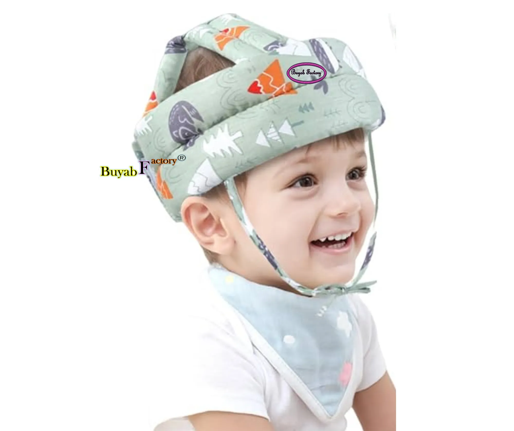 Baby safety helmet green Jungle Print head protection for walking babies