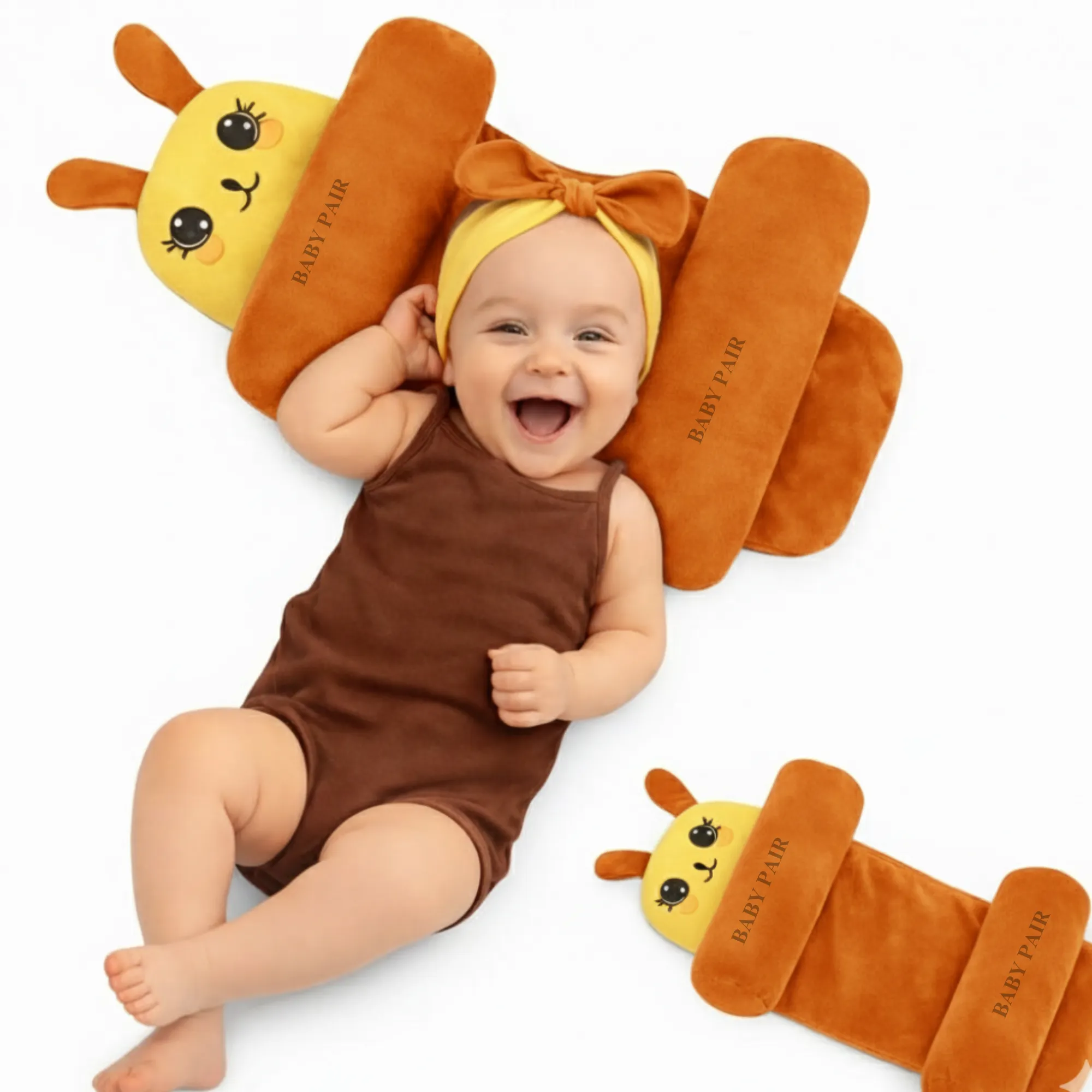 Baby sleeping pillow orange bee shape neck support